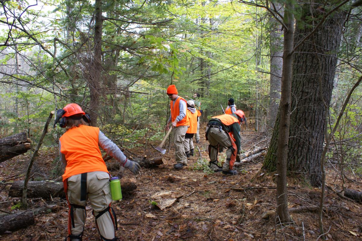 Photo by David Linden - AmeriCorps Members working on the Lindsay-Flanders Trail