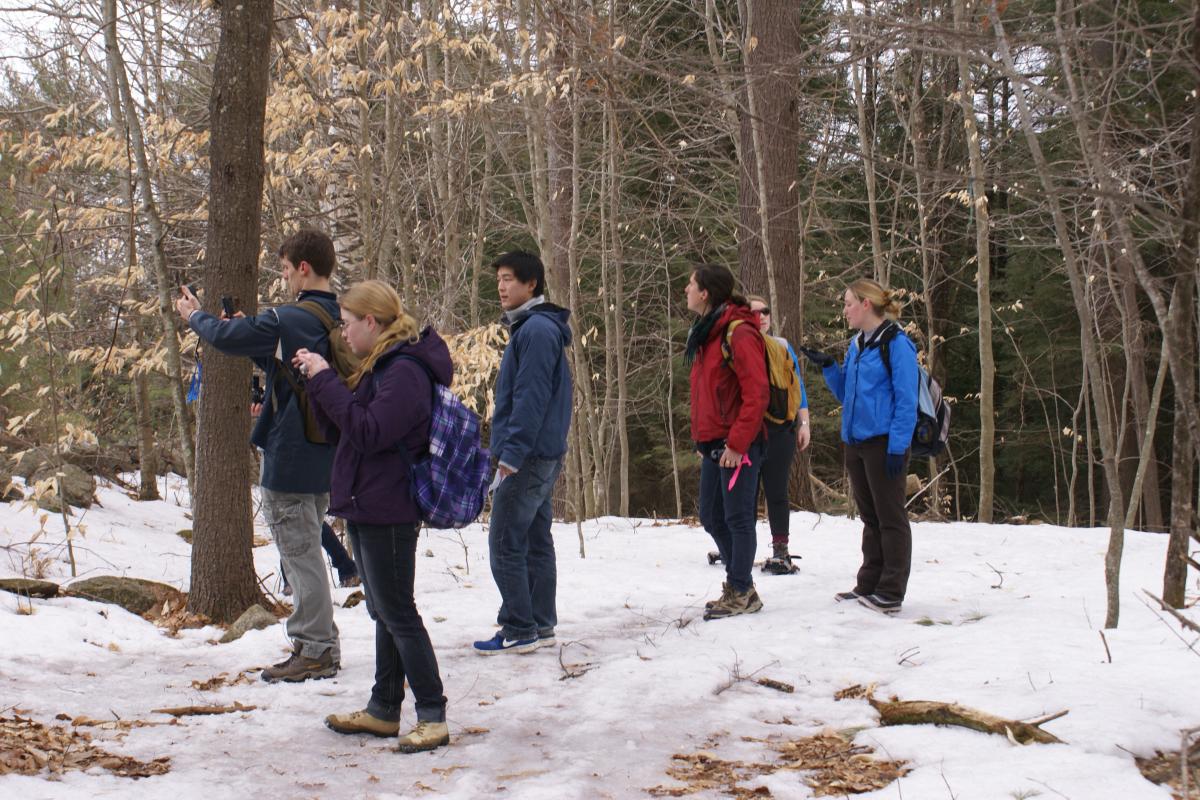 UNH Professor Frank Mitchell's students at Lindsey-Flanders Conservation Area - PHOTO CREDIT: David Linden